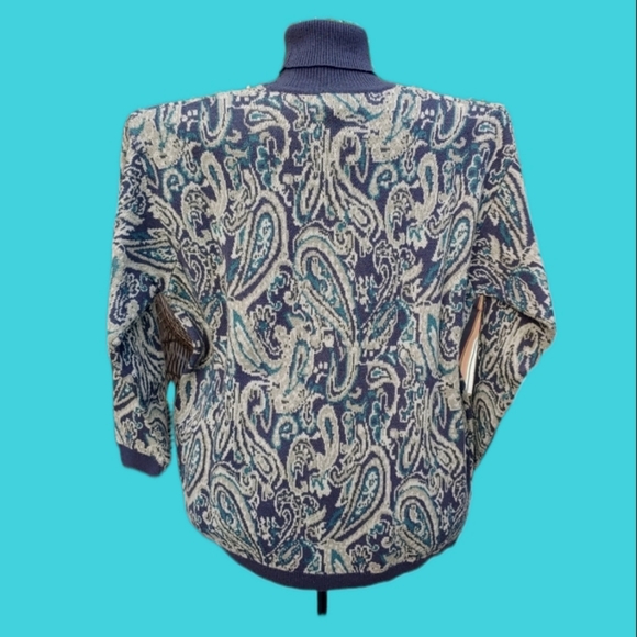 Jones of NY Turtleneck Sweater Wool Blend Paisley Pattern Trendy - Picture 2 of 11